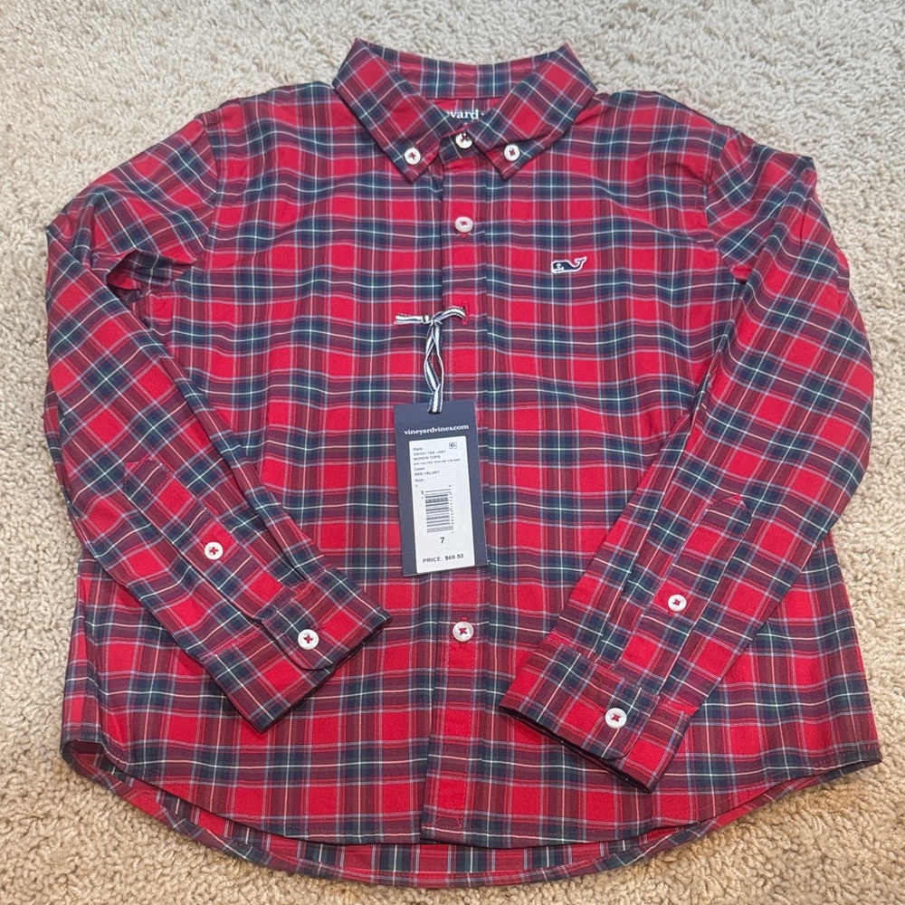 NWT Vineyard Vines Boys’ Yuletide Performance Button Down Shirt